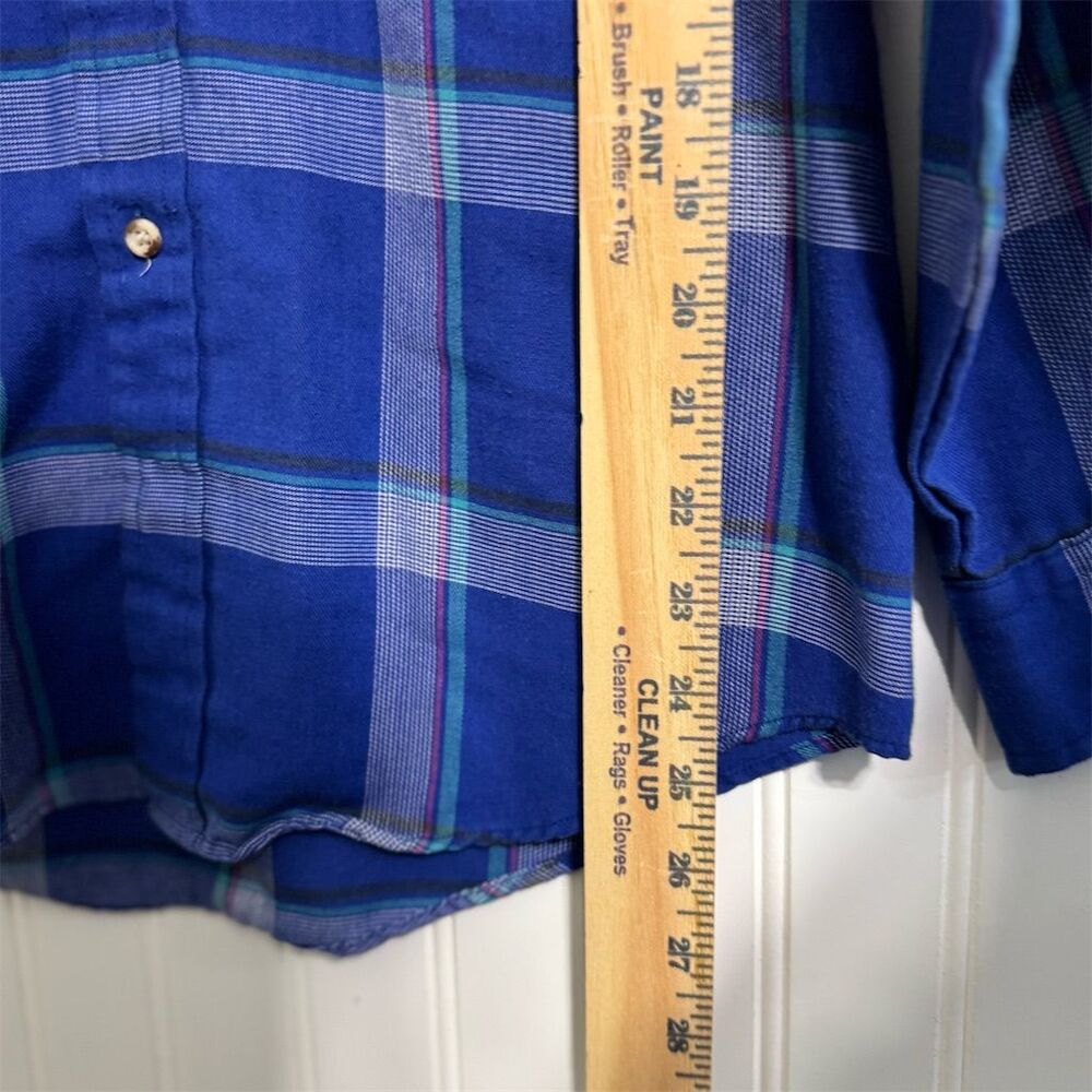 VTG Arnie Arnold Palmer S Plaid Button Down Shirt Blue Preppy Academia Umbrella - Picture 5 of 8